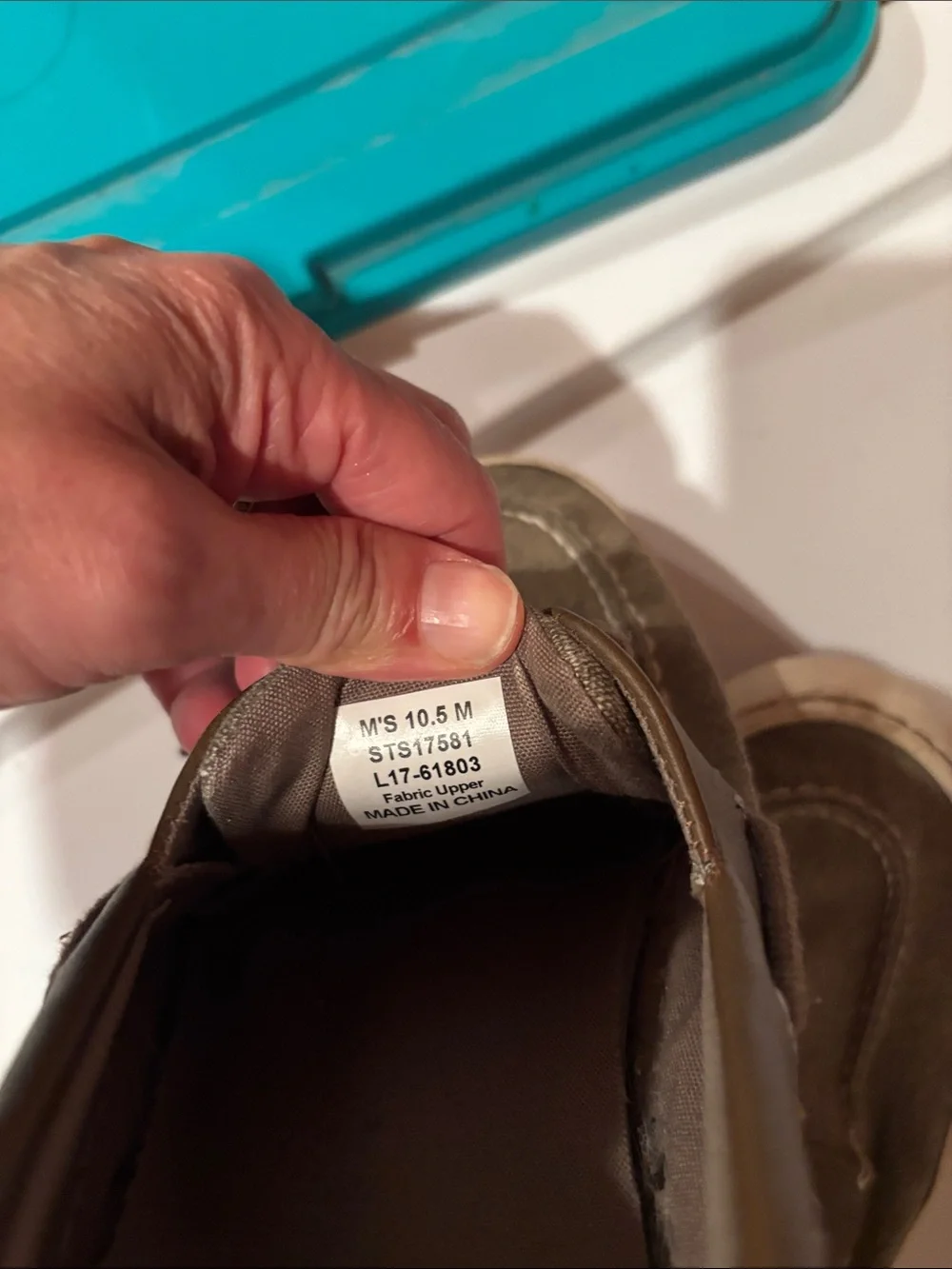 Sperry Olive Canvas and Brown Leather Boat Shoes